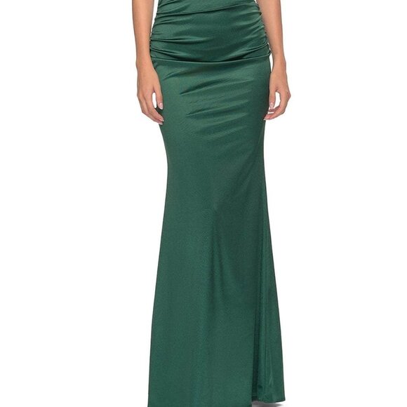 NWT La Femme 31189SC Jersey Prom Dress Dark Emerald Size 4 - Picture 2 of 6